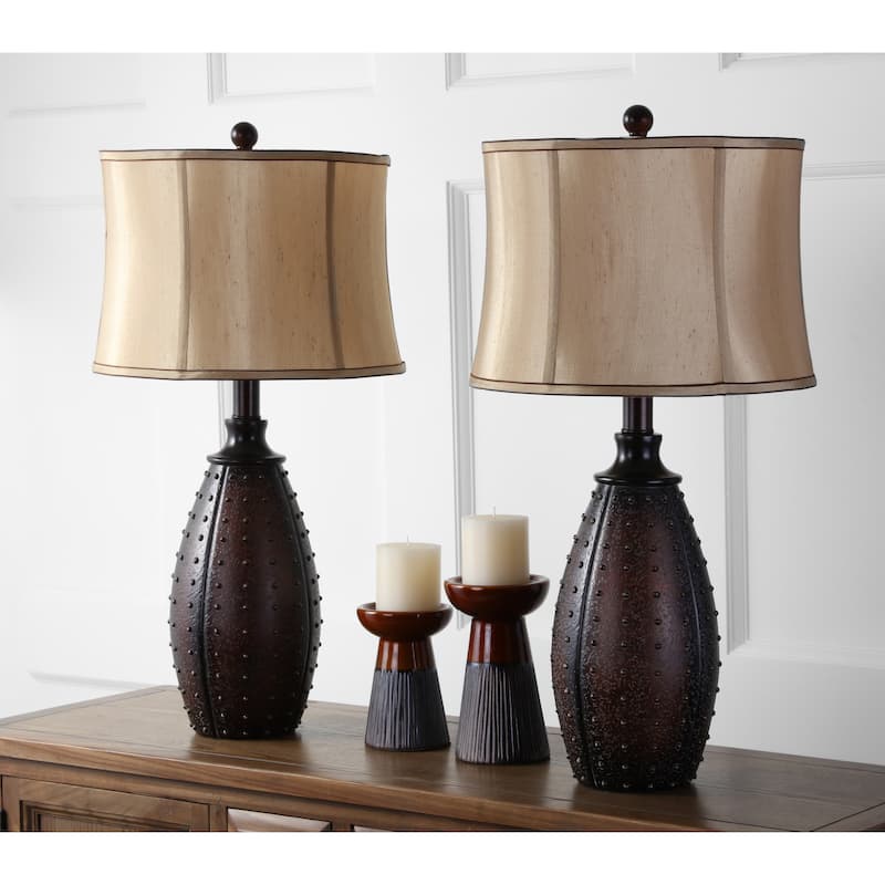 SAFAVIEH Lighting 28 - inch Traditions Brown Table Lamp (Set of 2). - 14"x14"x28.5"