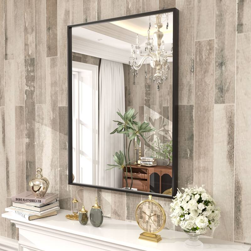 Aluminum Alloy Framed French Cleat Mounted Tempered Glass Wall Vanity Mirror