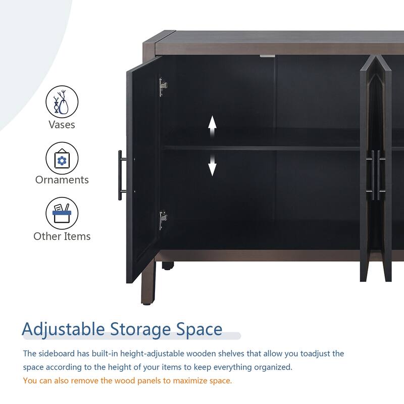 60" 4 Doors Wooden Twill Sideboard