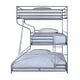 preview thumbnail 3 of 4, Industrial 3 Tier Bunk Bed with Curved Metal Frame and Guardrails, Silver