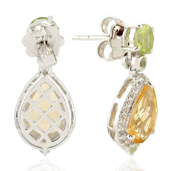 Citrine Amethyst Peridot Blue Topaz Faceted Rutilated Gemstone Natural Solid 925 Sterling Silver Earring Jewelry Drop Dangle Earring GTER-02