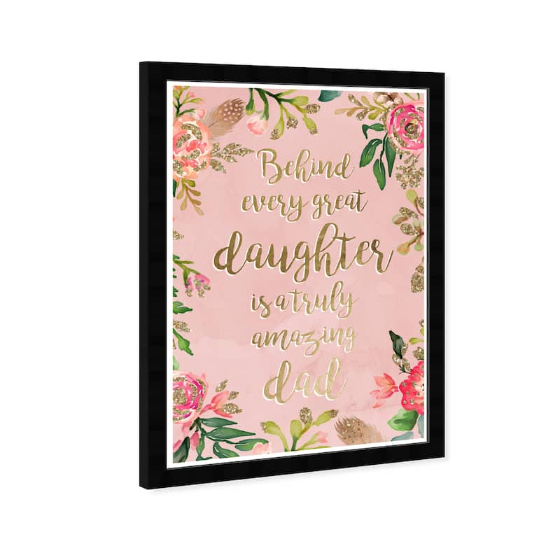 Wynwood Studio 'Amazing Dad' Typography and Quotes Pink Wall Art Framed Print