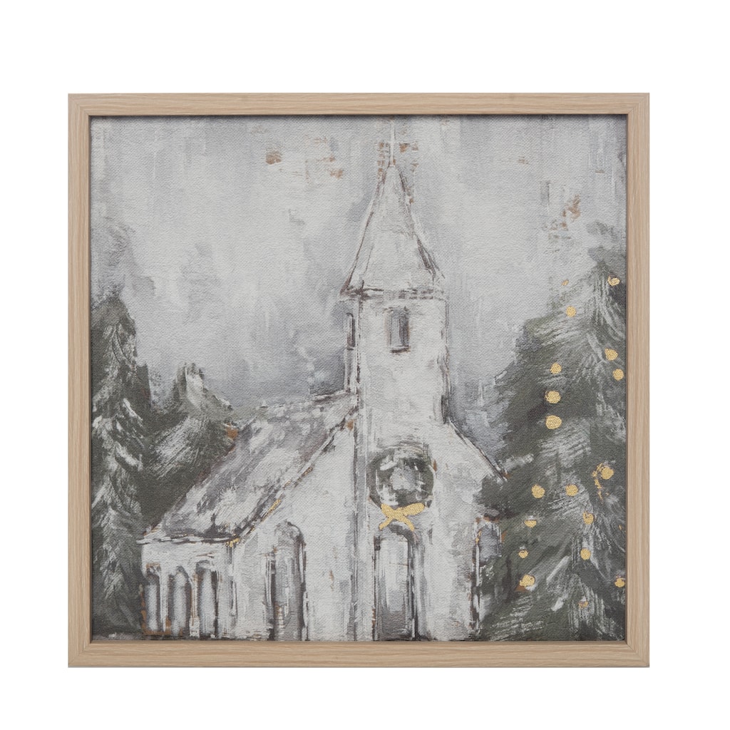 Transpac Wood 15.75 in. Multicolor Christmas Church Scene Wall Decor