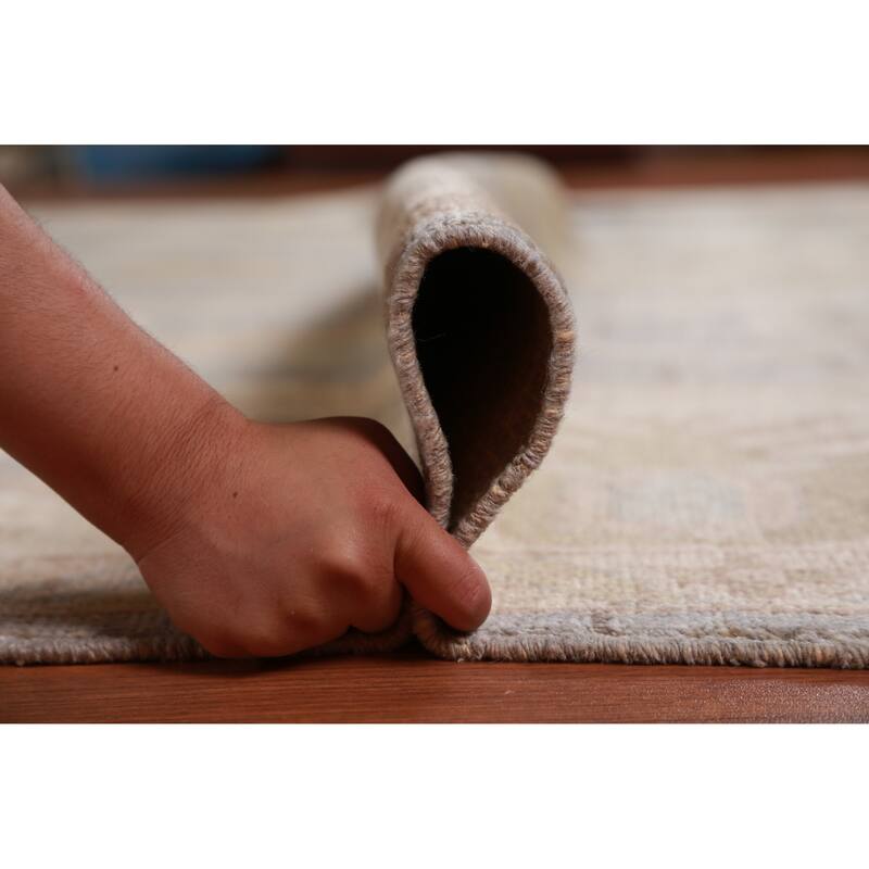 Hand Knotted Oriental 100% Wool Carpet Transitional All-Over Greys & Charcoal Oushak Area Rug - 11' 10'' X 9' 1''