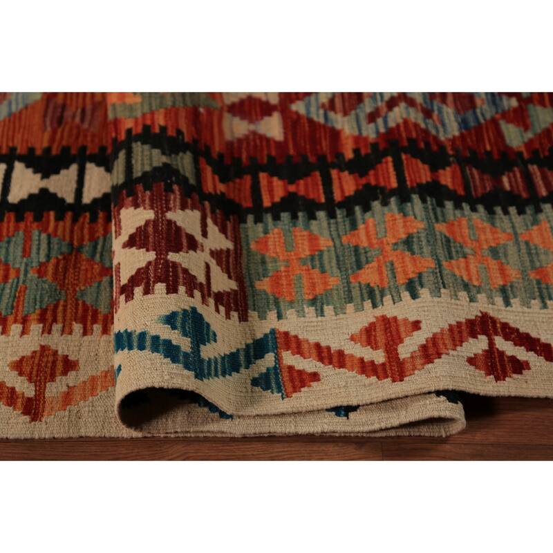 Reversible Kilim Oriental Area Rug Flatweave Wool Carpet - 10'4"x 13'0"