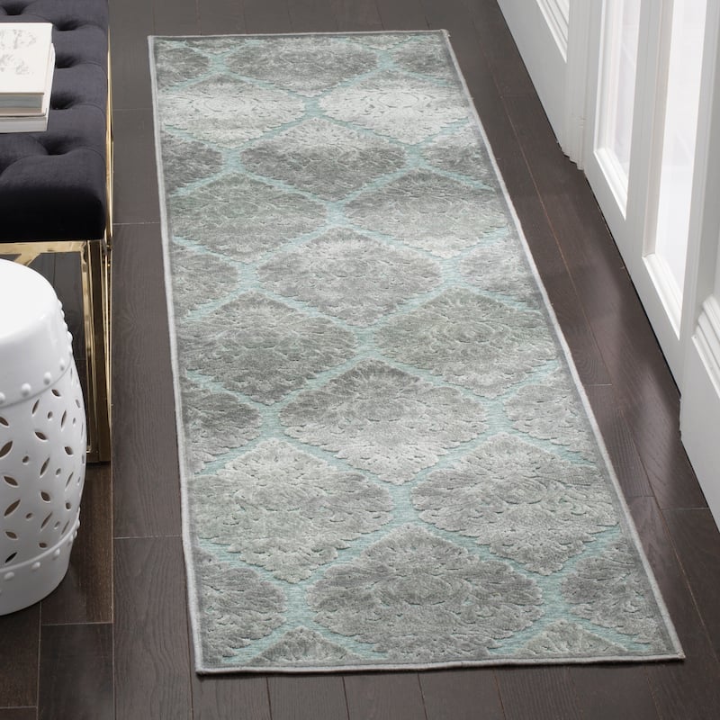 SAFAVIEH Paradise Rianda Boho Modern Viscose Rug - 2'2" x 8' Runner - Seafoam/Grey