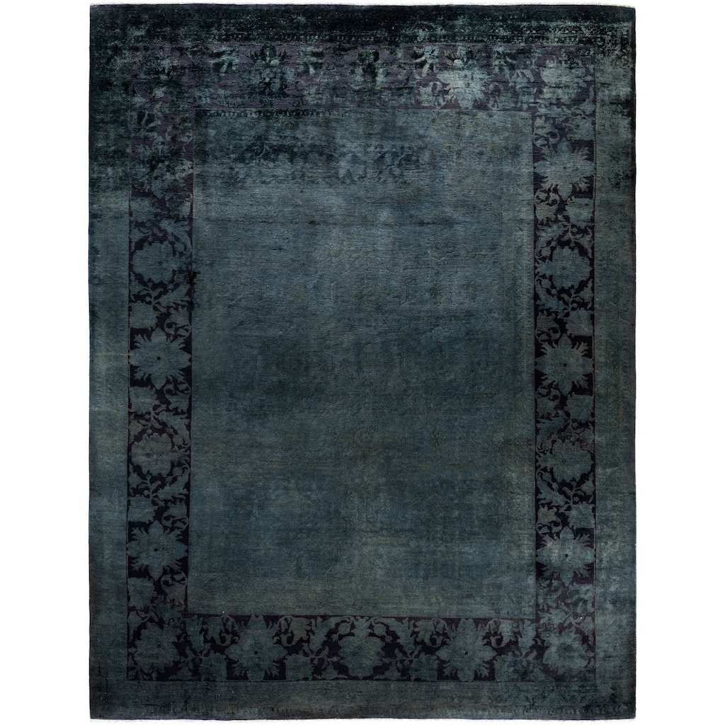 Overdyed One-of-a-Kind Hand-Knotted Area Rug - Black - 8' 10" x 11' 6"