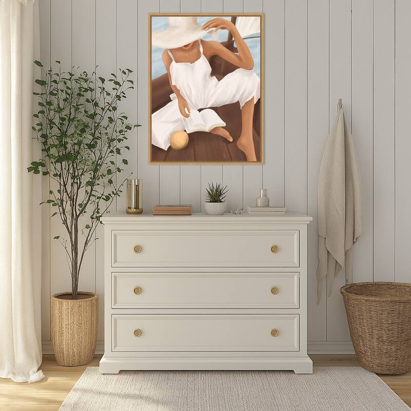 Summer Reading No. 1 by City Art (23 x 30 in.), Framed Canvas Wall Art Print