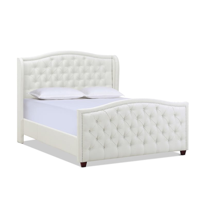 Angelina Upholstered Tall Tufted Wingback Bed Frame