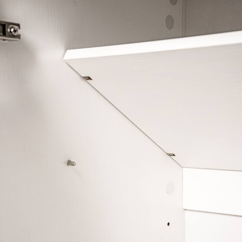 Fluted Arched Pantry Cabinet, Display Cabinet with Hidden Drawer & Glass Door, Storage Cabinet with Adjustable Shelves