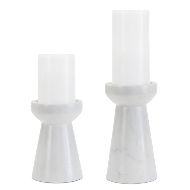 Tapered Marble Candle Holder - 6.25" - Set of 2
