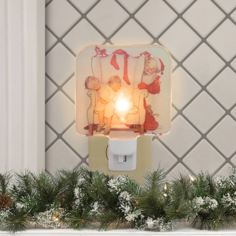 6" Norman Rockwell 'Santa Two Sleeping Children' Night Light