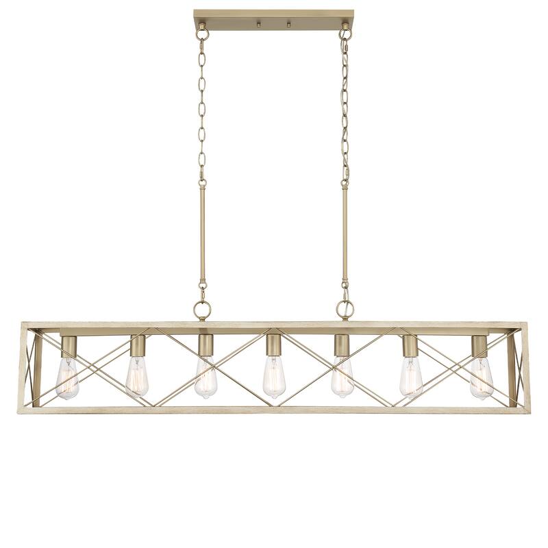Farmhouse 7-light Linear Rectangle Chandelier - 48