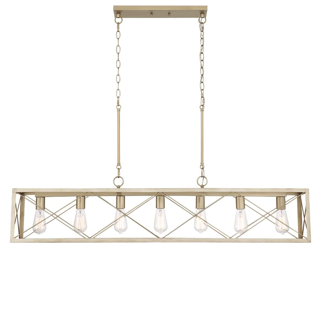 Farmhouse 7-light Linear Rectangle Chandelier - 48