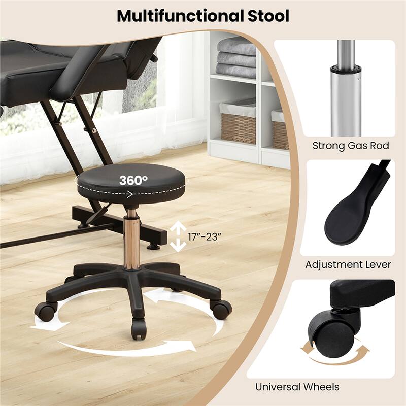 Gymax 73'' Facial Chair with Hydraulic Stool w/Detachable Armrests &