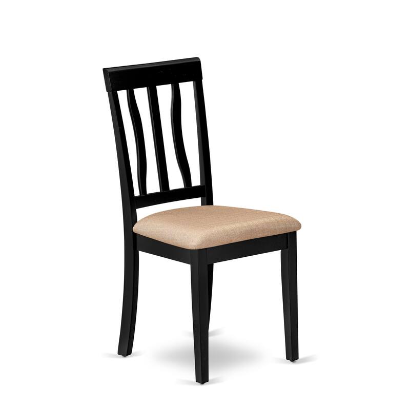 East West Furniture 3 Piece Kitchen Table Set- A Round Dining Room Table and 2 kitchen Chairs, Black & Cherry (Seat Options)