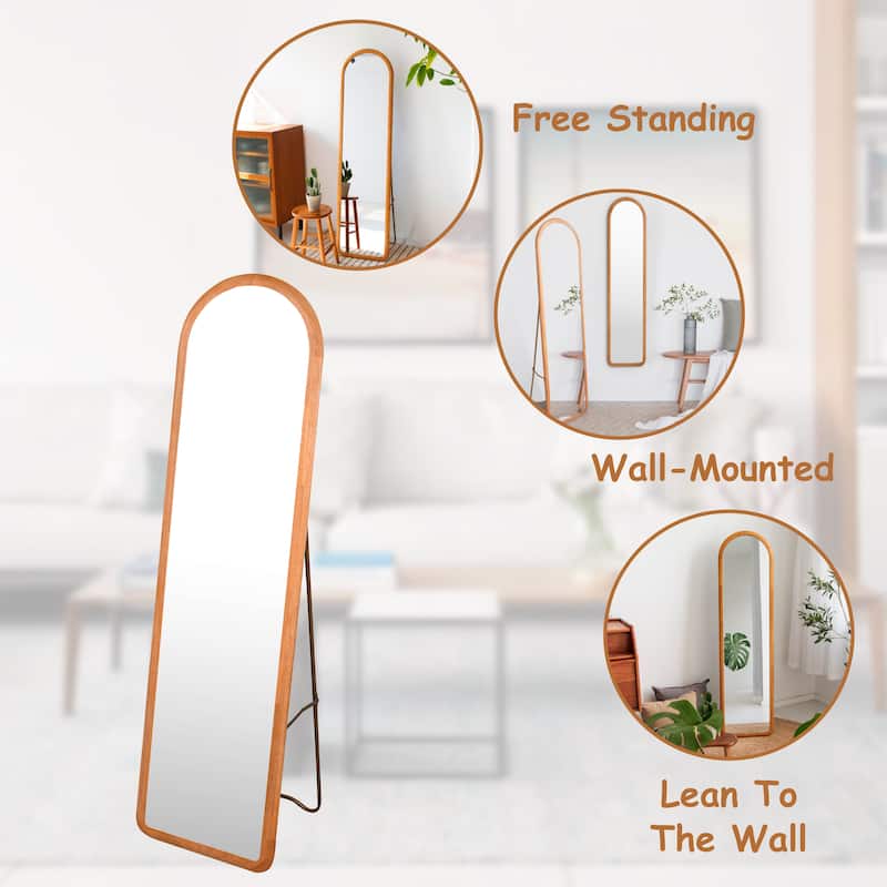 COZAYH Full Length Floor Mirror with Solid Wood Frame, Arched Top Dressing Mirror, Standing, Hanging or Leaning