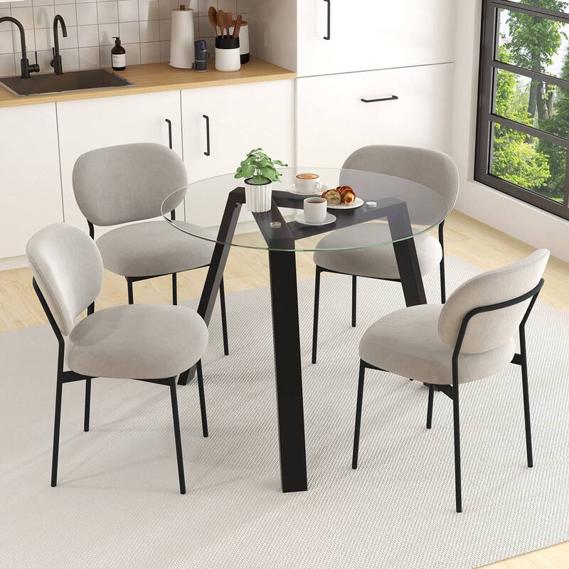 Costway 36" Round Glass Dining Table for 4 with Tempered Glass - See Details