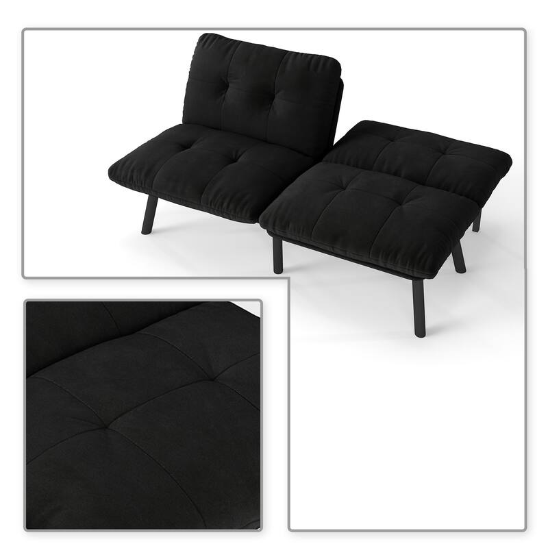 Classic Velvet Upholstered Convertible Futo Sofa Bed with Adjustable Split Backrest