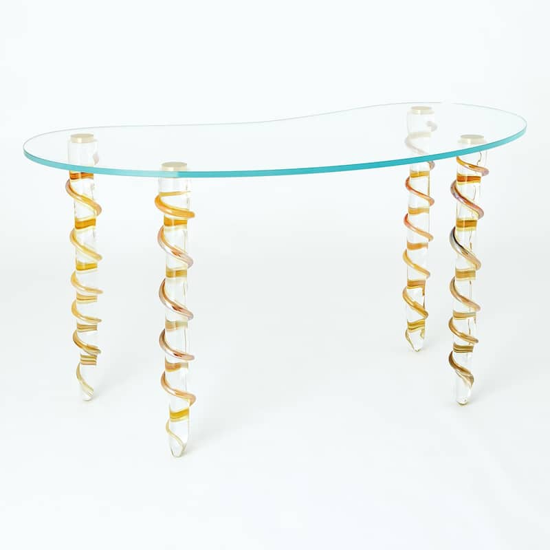 Kidney Glass Vanity/Desk - Gold/Clear