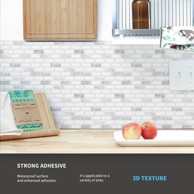 Art3d 10pcs Vinyl Peel and Stick Backsplash Tile for Kitchen,12"×12"