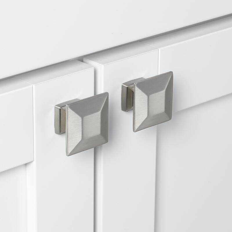 GlideRite 5-Pack 1-3/8 in. Satin Nickel Modern Square Cabinet Knobs - Satin Nickel