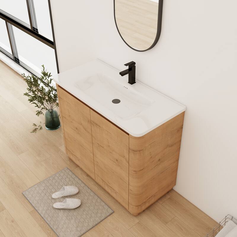 Bathroom Vanity With Sink In 36/40 Inch, Freestanding Bathroom Vanity With Soft Close Door and Adjustable Shelf