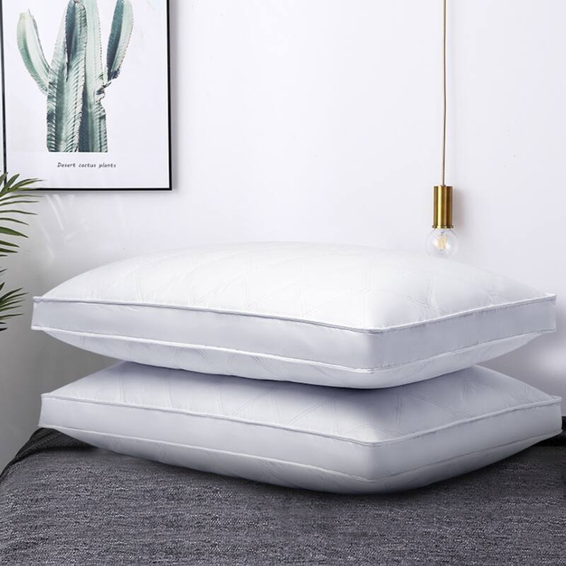 Goose Feather and Down Pillow Cotton Fabric with Gusset 2 Pack White