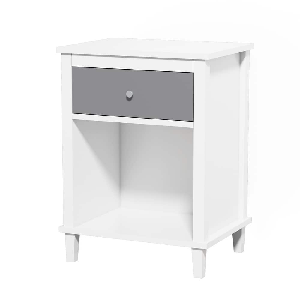 Wooden Nightstand with Drawer and Storage Shelf Modern End Table Side Table Night Stand Bedside Table for Bedroom, Living Room