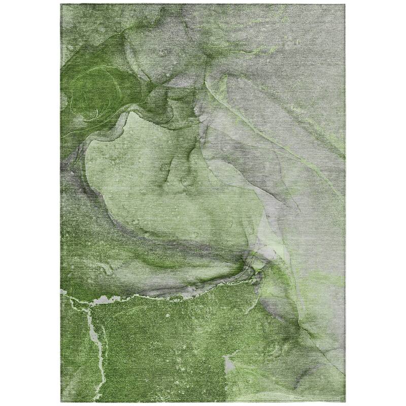 Machine Washable Indoor/ Outdoor Abstract Chantille Rug