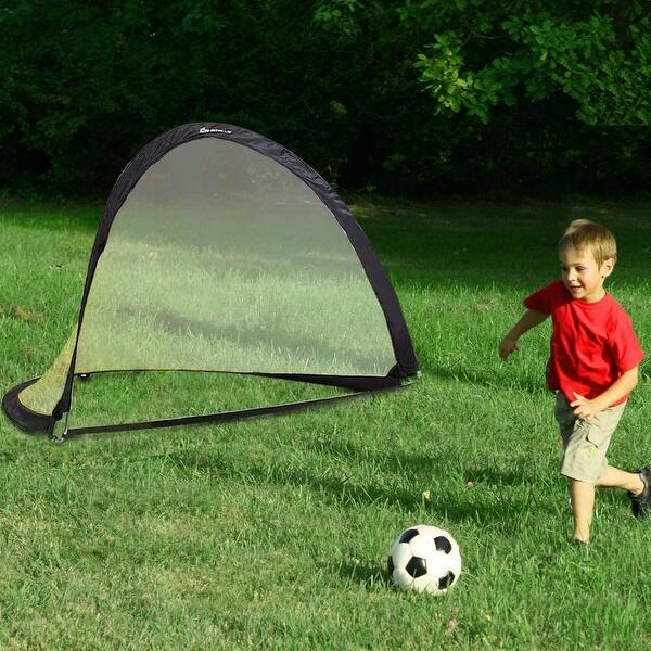 Shop Set Of 2 Portable Pop Up Soccer Goals 6 4 2 5 For Backyard