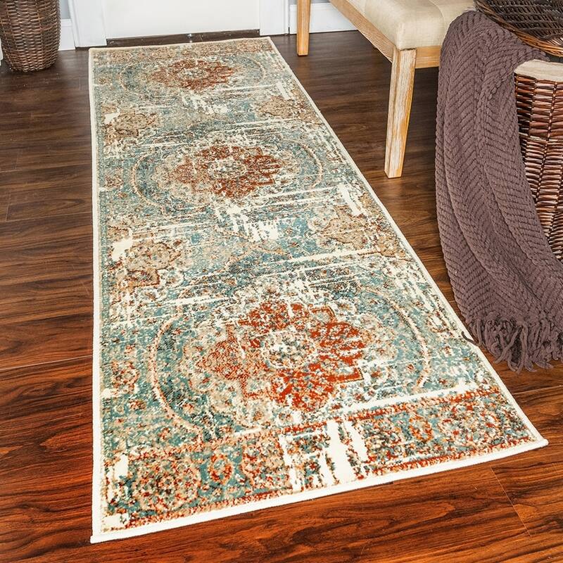 Superior Bodhi Vintage Floral Classic Medallion Indoor Area Rug or Runner