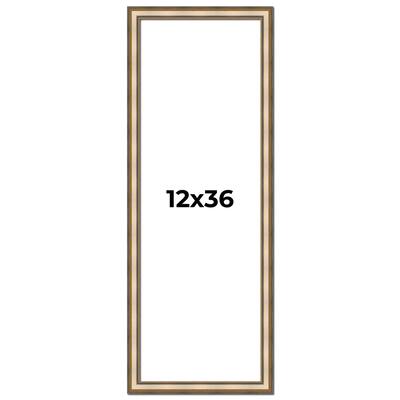 12x36 Frame Gold Solid Wood Shadow Box Width 1.5 Inches | Interior Frame Depth 2 3/8 Inches