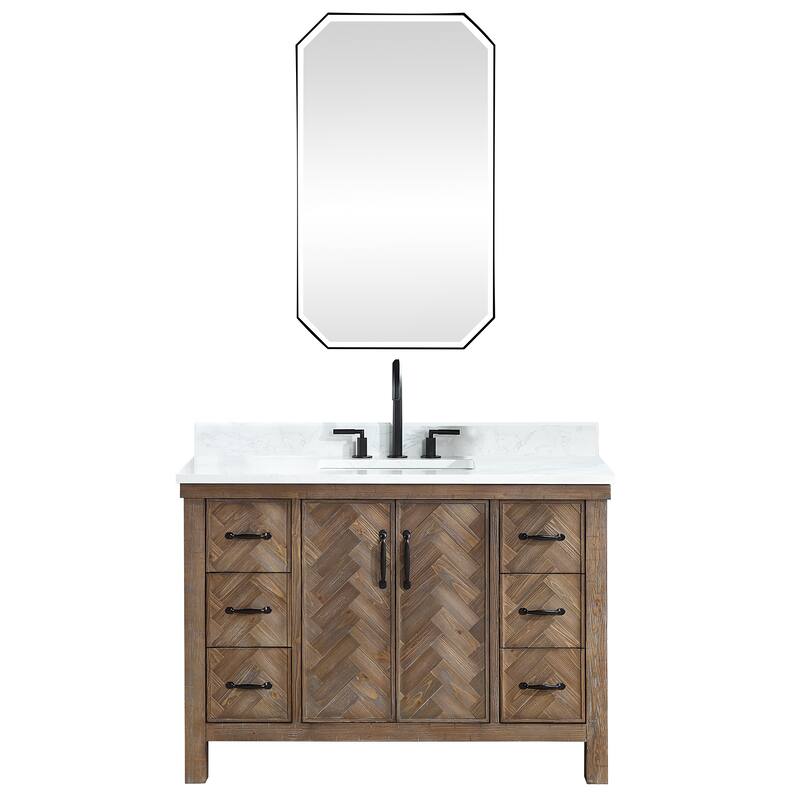 Javier Bath Vanity with Composite Stone Top and Mirror - 48in. - Antique Gray