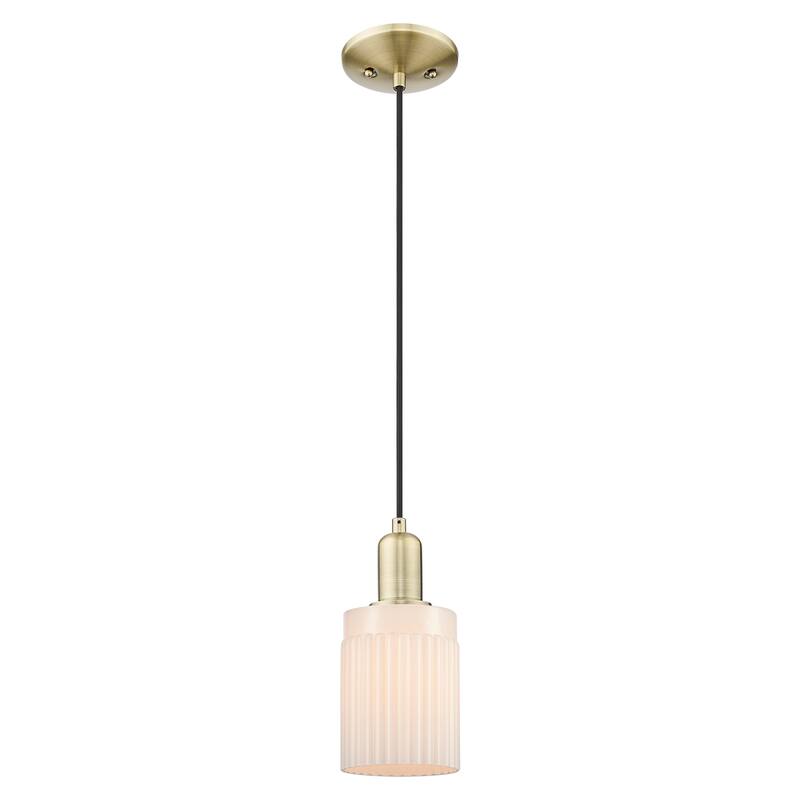 Innovations Lighting Endless Possibilities Arcadia - Hadley - 1 Light 5" Cord Hung Mini Pendant - Antique Brass/Matte White