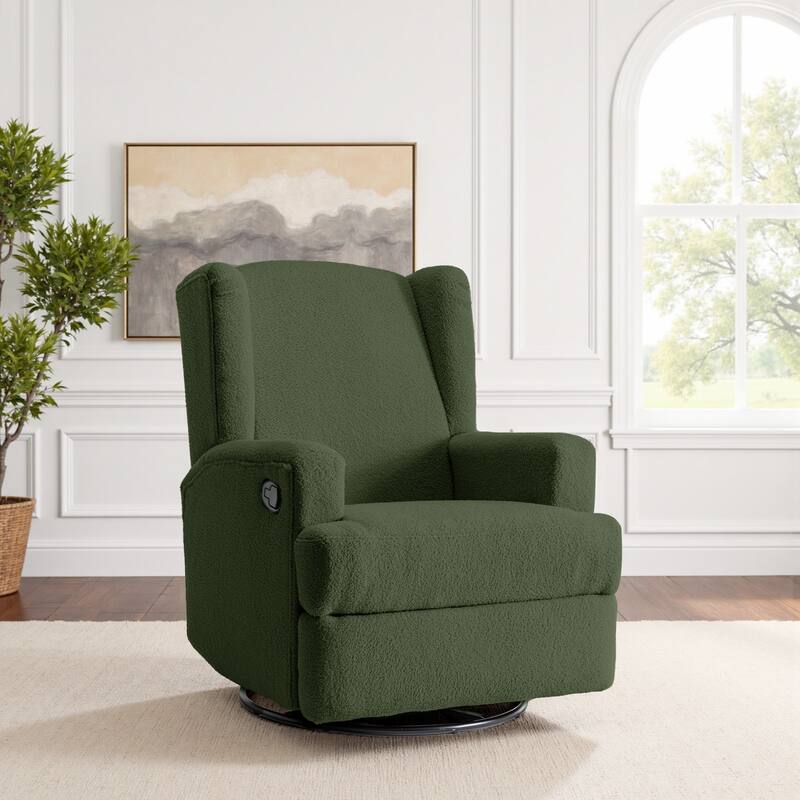 31'' W Wingback Manual Glider Swivel Rocker Recliner Nursery Chair