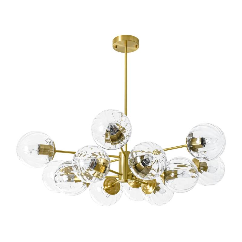 Classic Glam 12-Light Striped Glass Sputnik Tiered Chandelier - 35.4 in