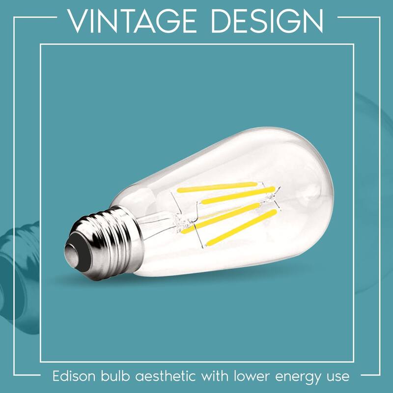 Luxrite LED Edison Bulbs 75W Equivalent ST19 ST58 5000K Bright White 800 Lumens Dimmable 8W Damp Rated UL E26 6 Pack