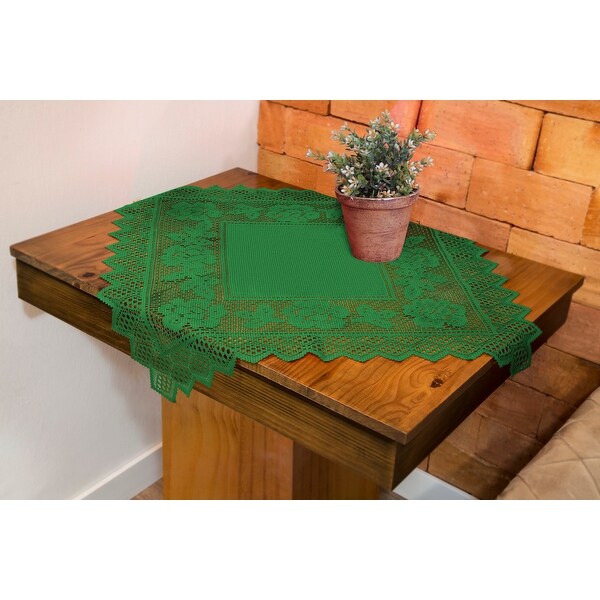 Table Topper Grega Design Brazilian Lace 29x29 Inches Green Color 100 Percent Polyester