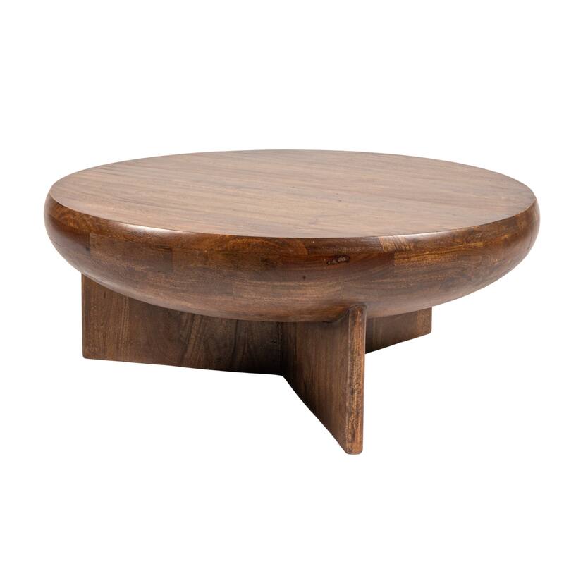 Wyatt Semi-Sphere Mango Wood Coffee Table with Solid Legs - Walnut