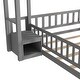 preview thumbnail 11 of 11, Twin Size House-Style Headboard Floor Bed with Fence Guardrails Grey