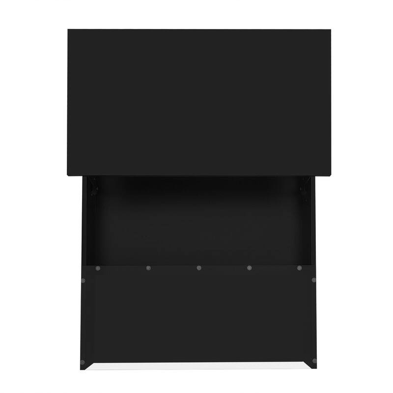 Lift-Top Coffee Table with 2 Drawers, Modern Square Coffee Table with Glass Top and High-Gloss Finish