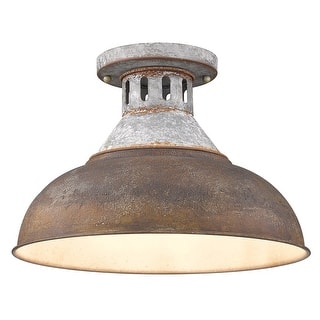Golden Lighting Kinsley 14" Wide Semi-Flush Ceiling Fixture with Brown