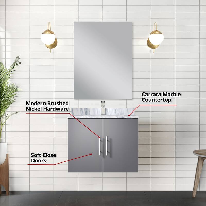 Bathroom Vanity Set with Marble Top, Single Hole Faucet, Mirror Included, Stainless Steel