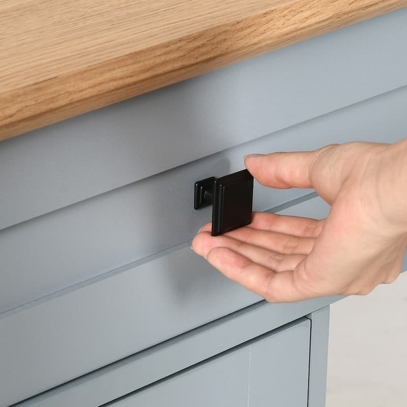Rolling Kitchen Island Kitchen Cart Storage Cabinet with Open Shelves