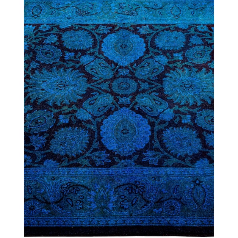 Fine Vibrance One-of-a-Kind Hand-Knotted Runner Rug - Blue, 2' 7" x 17' 6" - 2' 7" x 17' 6"