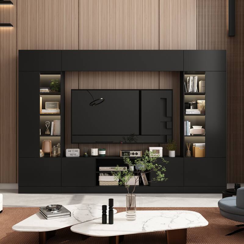 Wall Unit TV Stand with Bookshelves for TVs up to 70", Modern Console