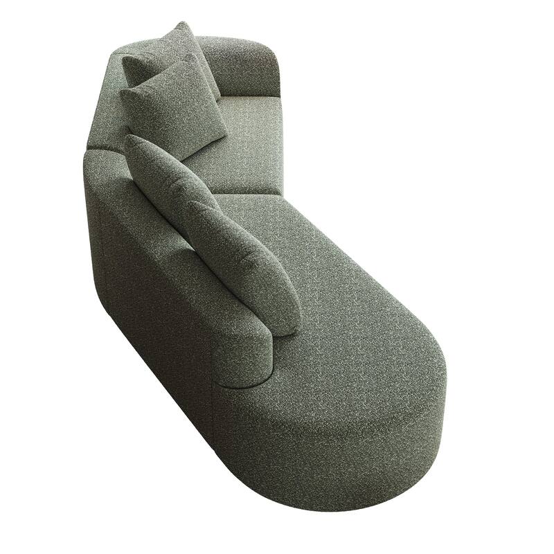 Modular Curved Sectional Sofa, Oversized Chenille Cloud Couch, Compressed Upholstered Sofa with 4 Throw Pillows