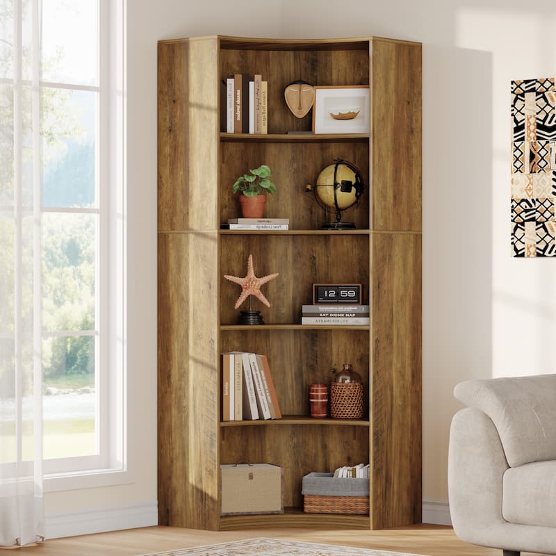 6-Tier Corner Bookshelf/Bookcase, 70.9" Corner Shelf, Storage Cabinet for Living Room, Kitchen, Home Office