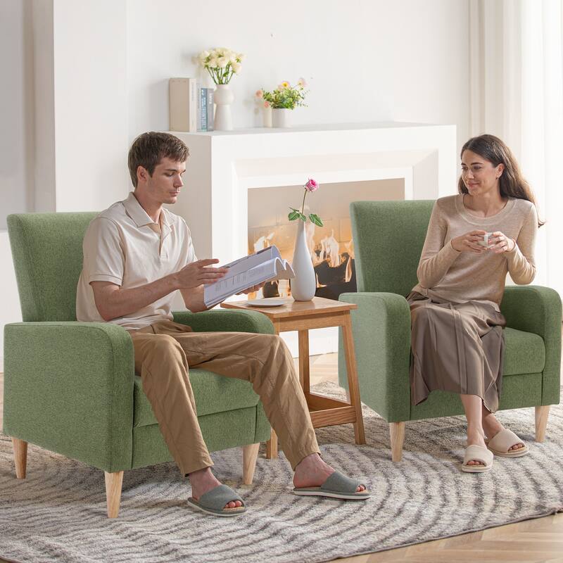 Modern Accent Chair with Pillow & Walnut Legs - Lounge Seat for Living Room, Compact Design